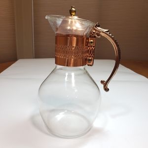 Vintage Corning Princess House  Copper Coffee Glass Carafe/ Pitcher midcentury